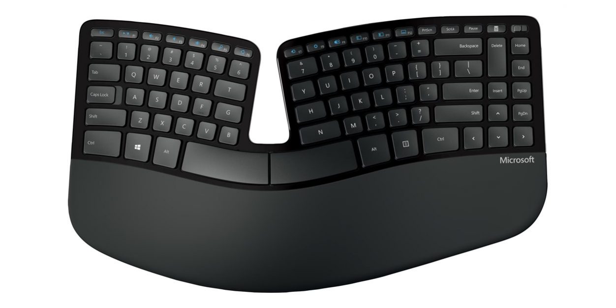 Die Surface Ergonomische Tastatur kommt mit einer doppelt gepolsterten Handballenauflage